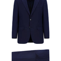 Medium Navy 4-Drop Relaxed Fit Patterned Suit