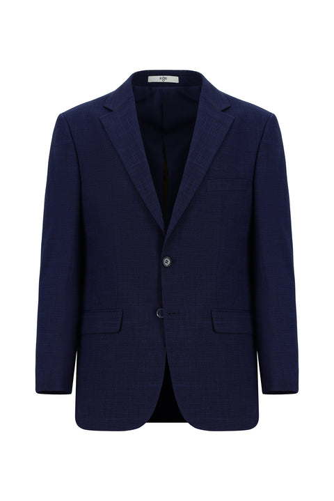 Medium Navy 4-Drop Relaxed Fit Patterned Suit