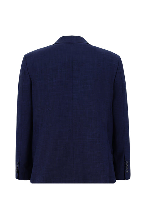 Medium Navy 4-Drop Relaxed Fit Patterned Suit