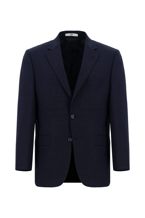 Dark Navy 4-Drop Relaxed Fit Patterned Suit