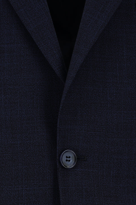 Dark Navy 4-Drop Relaxed Fit Patterned Suit