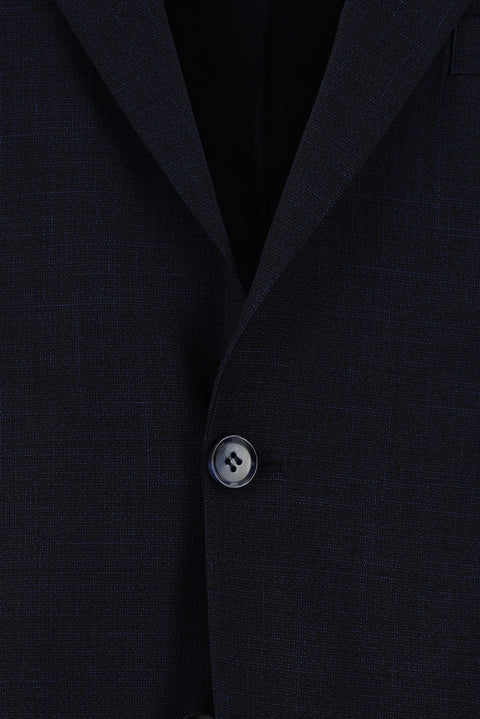 Black and Navy Blue 4-Drop Relaxed Fit Patterned Suit