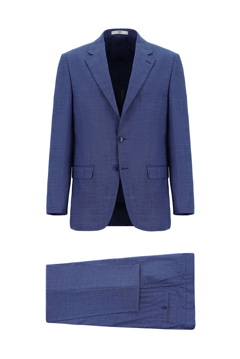 Aviator Blue 4 Drop Relaxed Fit Patterned Suit
