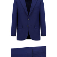 Dark Blue 4-Drop Relaxed Fit Patterned Suit