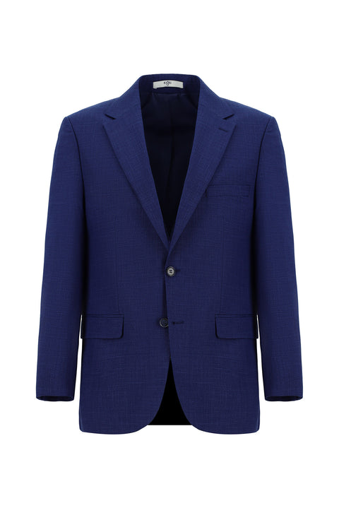 Dark Blue 4-Drop Relaxed Fit Patterned Suit