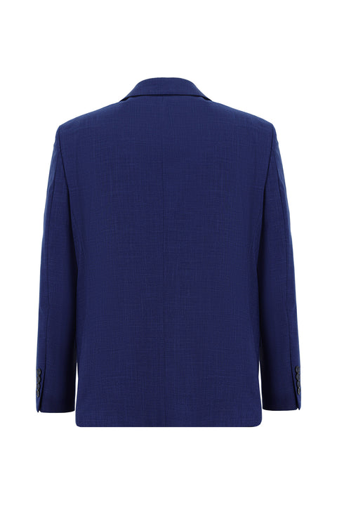 Dark Blue 4-Drop Relaxed Fit Patterned Suit