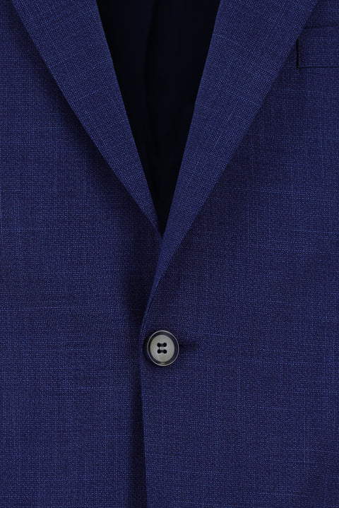 Dark Blue 4-Drop Relaxed Fit Patterned Suit