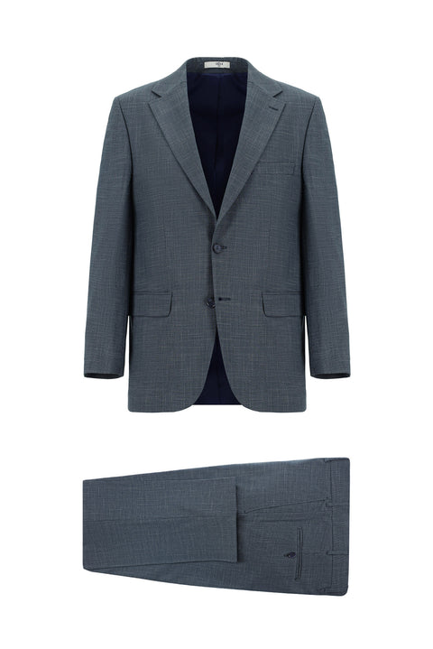 Indigo 4 Drop Relaxed Fit Patterned Suit