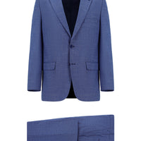 Blue 4-Drop Relaxed Fit Patterned Suit