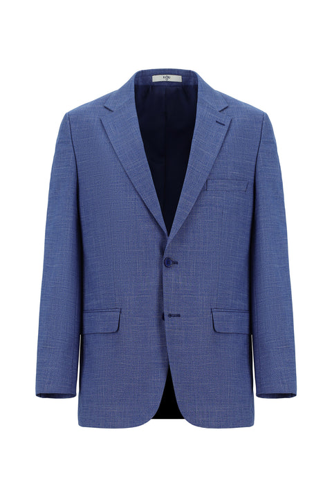 Blue 4-Drop Relaxed Fit Patterned Suit