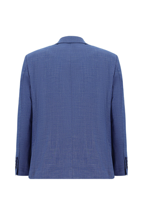 Blue 4-Drop Relaxed Fit Patterned Suit