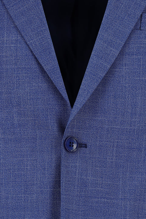 Blue 4-Drop Relaxed Fit Patterned Suit