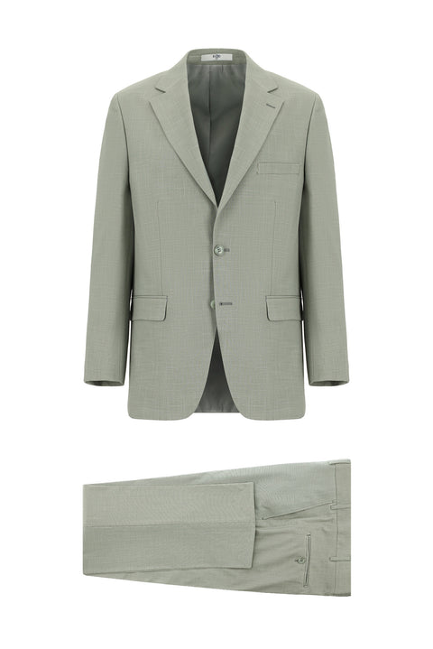 Yağ Yeşili-Olive 4 Drop Relaxed Fit Rahat Kesim Desenli Takım Elbise