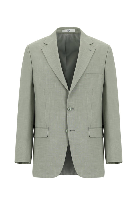 Yağ Yeşili-Olive 4 Drop Relaxed Fit Rahat Kesim Desenli Takım Elbise
