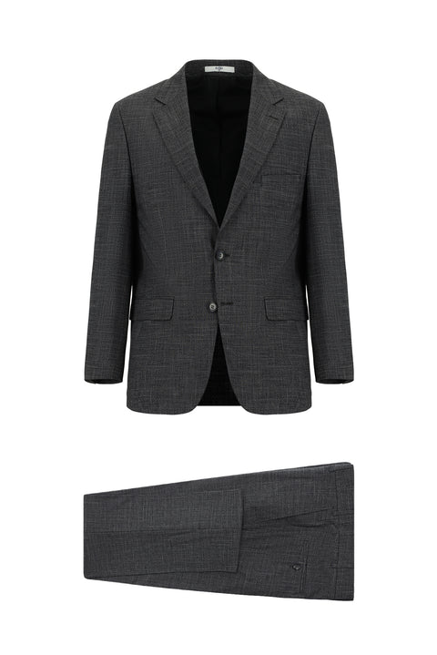 Light Anthracite 4-Drop Relaxed Fit Patterned Suit