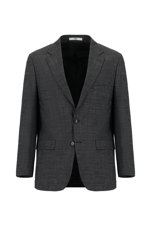 Light Anthracite 4-Drop Relaxed Fit Patterned Suit