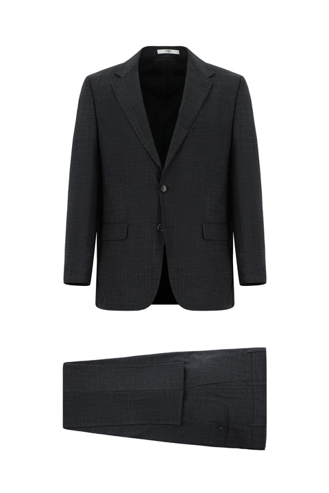 Dark Anthracite 4-Drop Relaxed Fit Patterned Suit