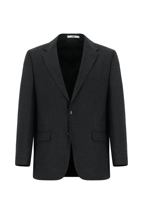 Dark Anthracite 4-Drop Relaxed Fit Patterned Suit