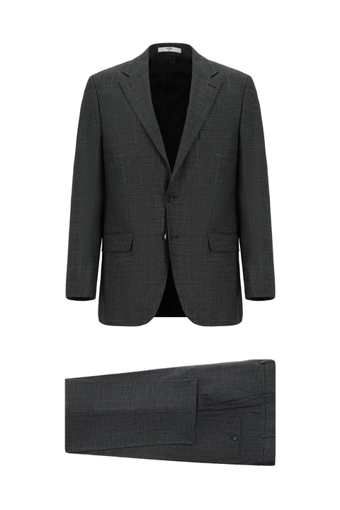 Medium Anthracite 4-Drop Relaxed Fit Patterned Suit