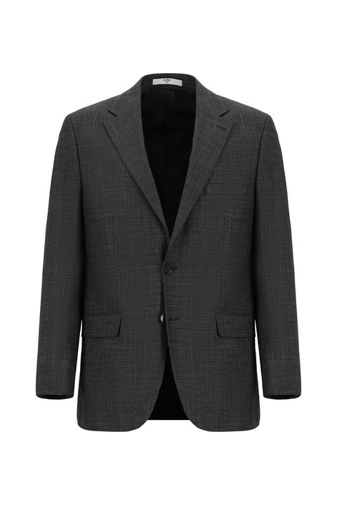 Medium Anthracite 4-Drop Relaxed Fit Patterned Suit