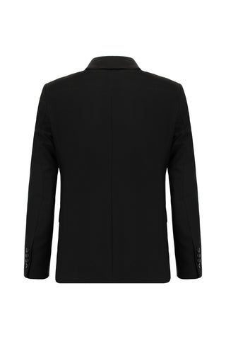  Siyah 7 Drop Slim Fit Dar Kesim Desenli Takım Elbise