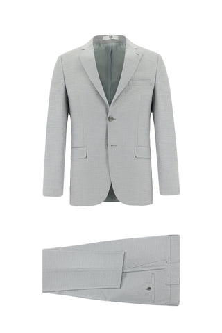  Açık Gri 7 Drop Super Slim Fit Eksra Dar Kesim Desenli Takım Elbise