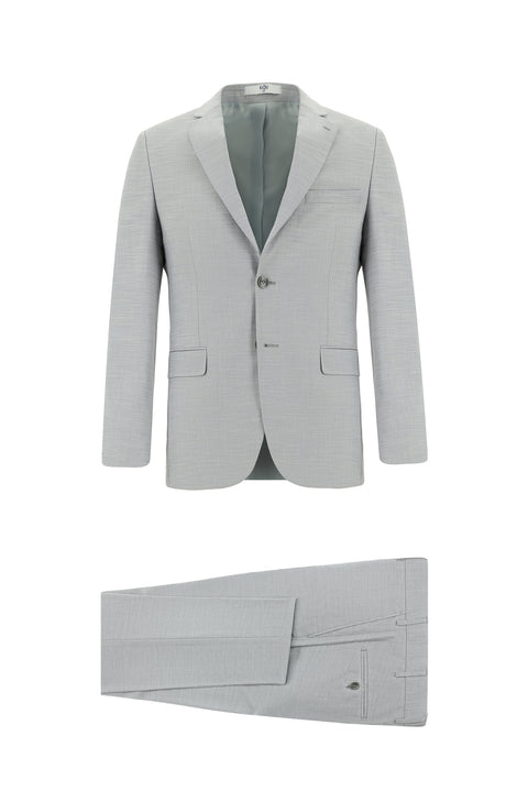Light Gray 7 Drop Slim Fit Patterned Suit