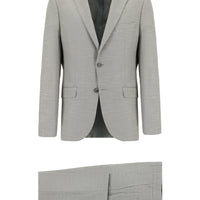 Medium Grey 7 Drop Super Slim Fit Extra Narrow Cut Patterned Suit
