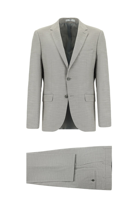 Medium Grey 6 Drop Regular Fit Standard Cut Patterned Suit