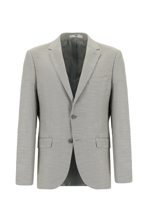 Medium Grey 7 Drop Slim Fit Patterned Suit