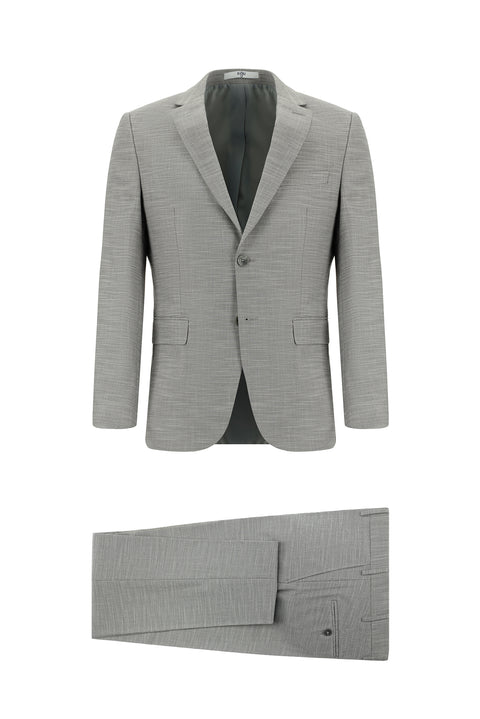 Light Gray 6 Drop Regular Fit Standard Cut Patterned Suit