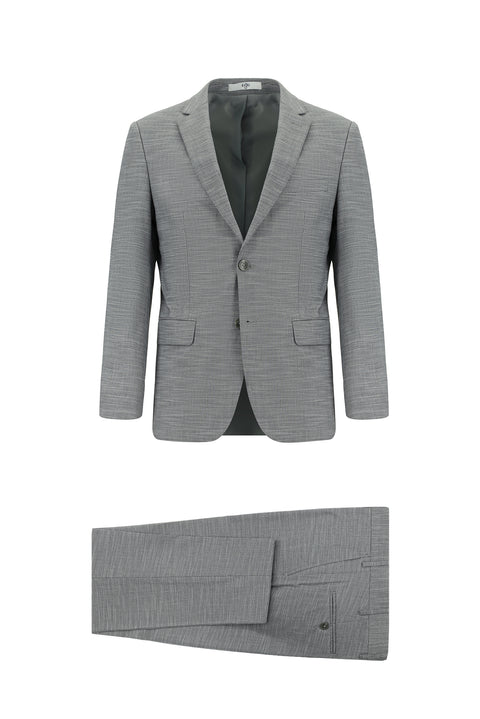 Medium Gray 6 Drop Regular Fit Standard Cut Patterned Suit