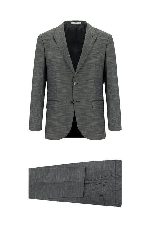 Dark Gray 6 Drop Regular Fit Standard Cut Patterned Suit