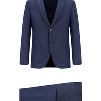 Light Navy Blue 7 Drop Super Slim Fit Extra Narrow Cut Patterned Suit