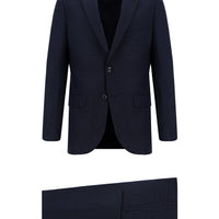 Dark Navy 7 Drop Slim Fit Patterned Suit