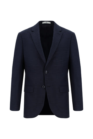 Koyu Lacivert 7 Drop Slim Fit Dar Kesim Desenli Takım Elbise