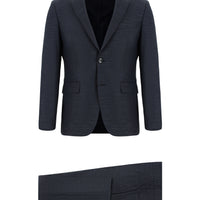 Dark Indigo 7 Drop Super Slim Fit Extra Narrow Cut Patterned Suit