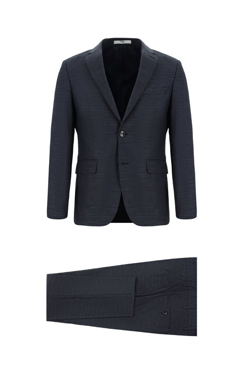 Dark Indigo 7 Drop Slim Fit Patterned Suit
