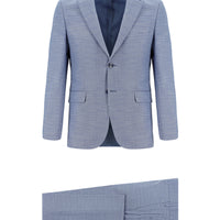 Blue 7 Drop Slim Fit Patterned Suit