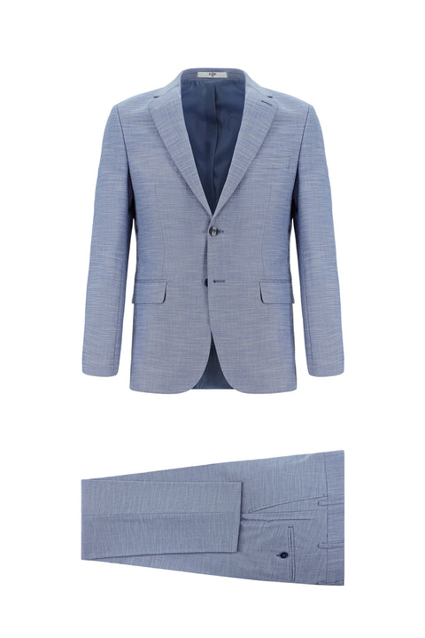 Blue 7 Drop Slim Fit Patterned Suit