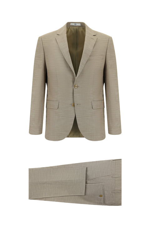 Light Brown 7 Drop Super Slim Fit Extra Narrow Cut Patterned Suit