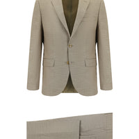 Light Brown 7 Drop Slim Fit Patterned Suit