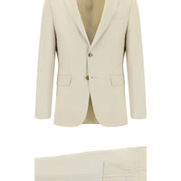 Cream 6 Drop Regular Fit Standard Cut Patterned Suit