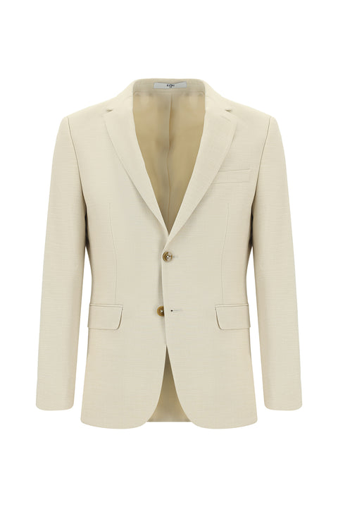 Cream 7 Drop Slim Fit Patterned Suit