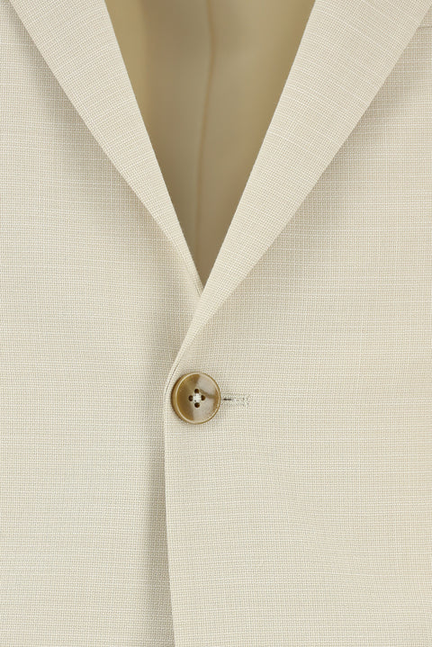 Cream 6 Drop Regular Fit Standard Cut Patterned Suit