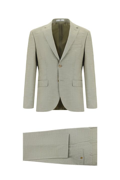 Olive 7 Drop Super Slim Fit Extra Narrow Cut Patterned Suit