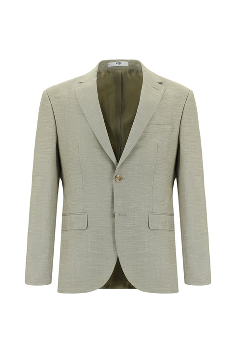 Olive Green 6 Drop Regular Fit Patterned Suit