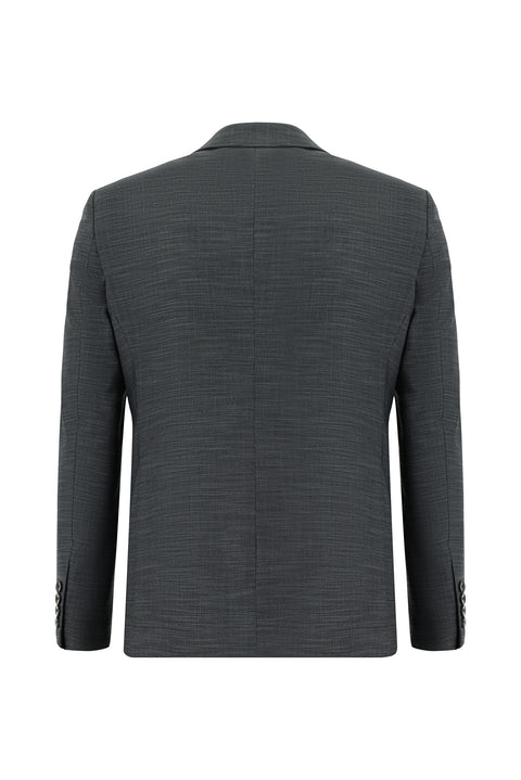 Medium Anthracite 6 Drop Regular Fit Standard Cut Patterned Suit