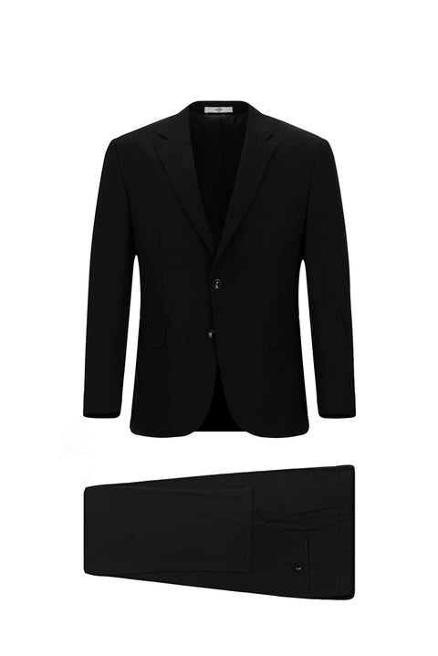 Black 6-Drop Regular Fit Standard Cut Suit
