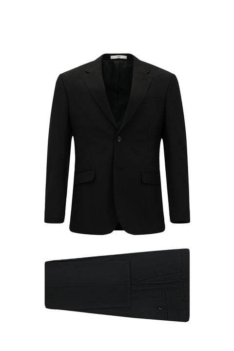 Siyah 7 Drop Slim Fit Dar Kesim Desenli Takım Elbise
